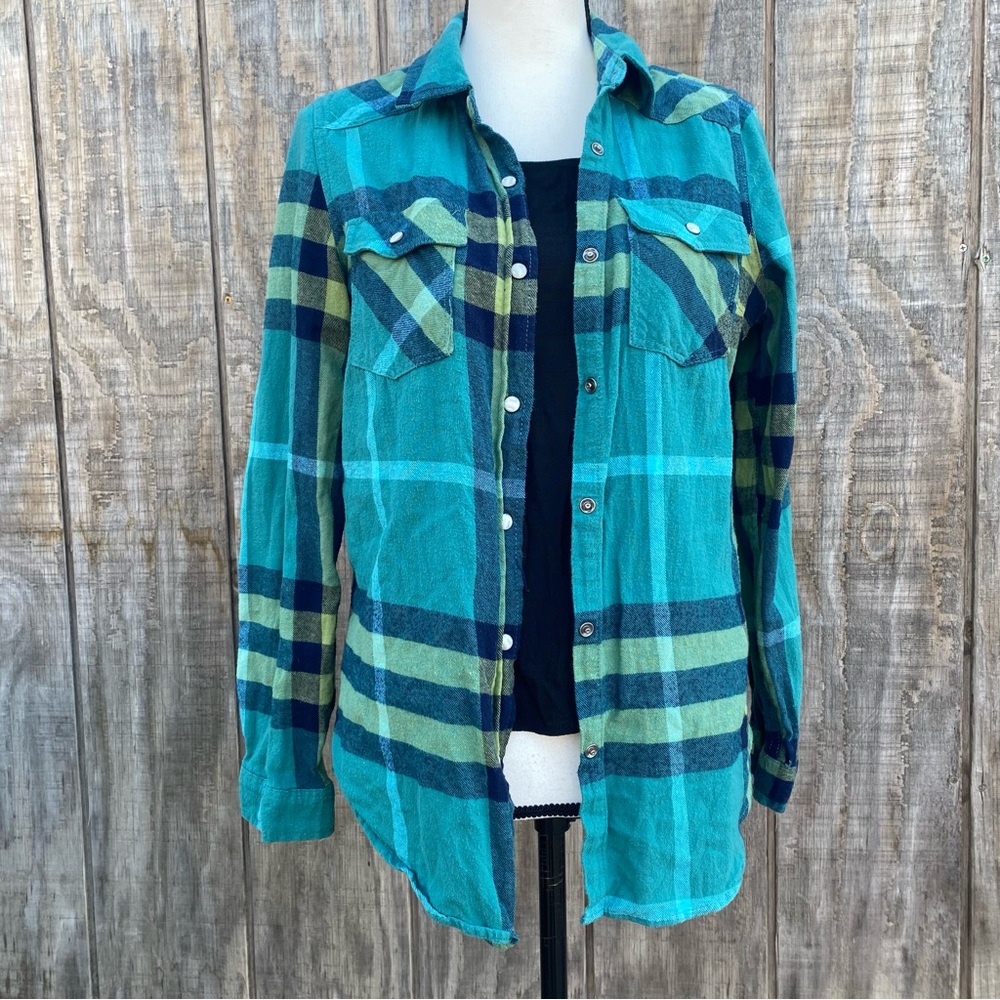 INSO Collection Green Plaid Long Sleeve Button Down Shirt Size L